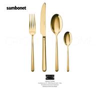 Sambonet - LINEAR Espejo Pvd Oro - Set De Cubiertos 24 Piezas Para 6 Personas