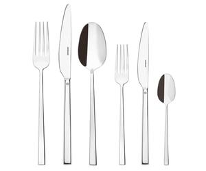 Sambonet Rock 52562-83 - Cubertería de mesa monobloque de acero inoxidable 18/10 para 6 personas, 36 piezas, 6 tenedores, 6 cuchillos, 6 cucharas, 6 tenedores de frutas, 6 cuchillos de frutas, 6 cucharas de té