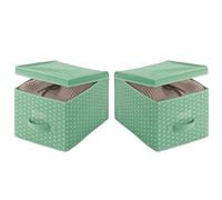 Samborella Cajas de almacenamiento de tela con tapa, 30 x 45 x 20 cm. 2 cajas para guardar ropa en el armario. (Verde)