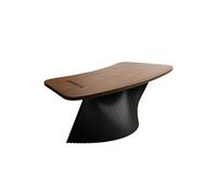 SAMCIOI Escritorio para Juegos Banco de Trabajo Individual for Oficina, Mesa Estudio Curva Madera Maciza, Patas Negras, Muebles Modernos