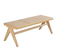SAMCIOI Taburete Moderno de pie de Cama Banco nórdico de Mimbre Madera Maciza Caucho, Taburete Minimalista for Dormitorio, Cama, Entrada, Zapato, Sala Estar, casa huéspedes(B)