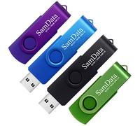 SamData Paquete de 4 unidades flash USB de 16 GB de 16 GB con luz LED para almacenamiento y copia de seguridad (4 colores: negro, azul, verde y morado)