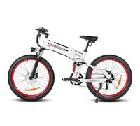SAMEBIKE 20 * 3.0 Fat Tire Bicicleta Eléctrica de Montaña Adulto Batería Extraíble 48V15AH Bicicletas Eléctricas Plegables de 26 Pulgadas con Pantalla LCD de Velocidad Ebikes (LO26-II, Blanco)