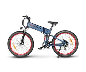 SAMEBIKE 20 * 3.0 Fat Tire Bicicleta Eléctrica de Montaña Adulto Batería Extraíble 48V15AH Bicicletas Eléctricas Plegables de 26 Pulgadas con Pantalla LCD de Velocidad Ebikes (LO26-II, Blateado)