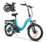 SAMEBIKE Bicicleta eléctrica 20" Fatbike Bicicleta Montaña Plegable Ebike, 36V12Ah Batería 7Vel,Pedal Assist,Instrumento a LCD Adultos Urbana（CY20） (Lake Blue)