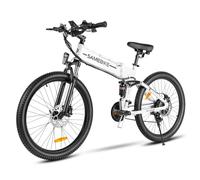 SAMEBIKE Bicicleta eléctrica de montaña para Adultos, batería extraíble de 48 V 10.4 AH, Bicicletas eléctricas Plegables de 26 Pulgadas, con Pantalla LCD a Color, de 21 velocidades, Color Blanco