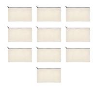 SameeHome 10 unidades de estuches para lápices, bolsas con cremallera para manualidades, lona de lona, maquillaje vacío, estuche multifunción, beige