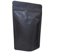 SameeHome 50 Piezas Papel de Aluminio VáLvula de Café Bolsa de Cremallera Papel de Aluminio Vertical Grano de Café VáLvula de Escape Unidireccional Bolsa Bolsa de Embalaje 250G Negro
