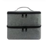 SameeHome Bolsa de almacenamiento para esmalte de uñas, de nailon, portátil, grande, para cosméticos, gris