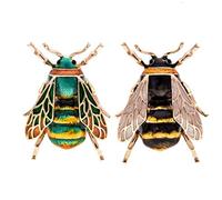 SameeHome Broches de esmalte de animales de insectos naturales, alfileres de aleación de abeja, joyería vintage para mujeres, abeja, Metal, 185884