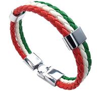SameeHome Pulsera de joyeria, Brazalete de Bandera, de aleacion de, para Hombres Mujeres, Verde Rojo, (Anchura 14 mm, Longitud 23 cm)