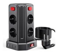 Sameriver 2M Torre Regletas Enchufes, Regleta USB 8 Tomas de AC Corrientes y 4 USB, 2500W/10A, Regreltas Vertical con Interruptor para Mesa, Oficia, Casa……