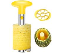 SameTech - Herramienta cortadora de fruta para la cocina, fácil de usar, de acero inoxidable, pela y extrae la parte central de la piña, y corta en rodajas