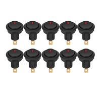 Samfoxy 10PCs Interruptor basculante Redondo ON/Off 12V Impermeable Interruptor SPST Samfox Foco LED Terminal Plateado 3 Pines