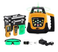 Samger Nivel Láser Autonivelante 360 Grados, IP54 Nivel Láser Automático Verde, Horizontales y Verticales, 500M Alcance, Trabajo Continuo 20 Horas, con Control Remoto, Receptor, Estuche Acolchado