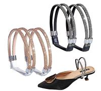 SamHeng 2 Pares Cordones de Zapatos para Tacones Altos, Rhinestone Cordones Elásticos Banda de Zapatos, Uso Dual Antideslizante Cuerdas de Zapatos para Tacones Altos Sueltos Pantuflas
