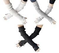 SamHeng 3 Pares Mangas de Brazo para Mujer, Verano Protección UV Seda Helada Mangas de Refrigeración para Conduciendo Ciclismo, Perla Guantes Largos para Running Deportes al Aire Libre (A)