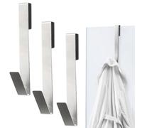 SamHeng 3 Piezas Ganchos para Puerta de Ducha, 7 Pulgadas Plata Perchero Puerta Baño Acero Inox Ganchos Colgador Puerta Gancho para Toallas Ganchos de Túnica para Puerta de Vidrio Sin Marco