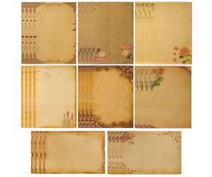 SamHeng 32 Hojas Vintage Papel de Papelería A5 Estilo Europeo Retro Papels de Carta Kraft Escribir Imprimir Estampado Floral Papel de Escritura para Invitaciones Poemas Tarjetas Mapa Hogar Oficina