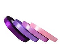 SamHeng 4 Rollos 24 Yardas Cinta de Raso, 10mm Sola Cara Cinta de Raso Cintas de Artesanía Cinta Decorativa por Ramo Envoltorio de Regalo Boda Fiesta Decoración Cinta de Satén (Serie Violeta)