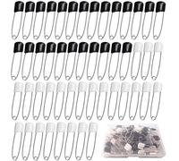 SamHeng 40 Piezas Bebé Imperdibles, Cabeza de Plastico 1,6 Pulgadas Acero Inoxidable Tela Alfileres de Pañal con Caja por Coser Acolchado Marcadores de Ppuntadas de Bloqueo (Blanco+Negro)