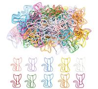 SamHeng 50 Piezas Clips para Papel de Gato, Colores Surtidos 28mm Clips Metálicos Forma de Gatito Marcadores Clip de Carpeta para Oficina Escuela Organización de Documentos Foto Póster Decoración