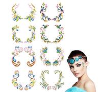 SamHeng 8 Pares Sombra de Ojos Tatuajes Temporales, Rutilar Pegatinas de Transferencia para Rendimiento Escénico, Pegatinas de Tatuajes Calcomanías para Rabillo del Ojo para Baile Latino