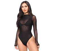 SamHeng Body Sexy de Mujer Larga Transparente Mono Top Bodysuit Elástico de Bodis de Mesh Talla Grande Bodysuit Vestir para Fiesta-M