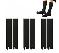SamHeng Calcetines Tabi Unisex 3 ParesCalcetines Japoneses de Algodón con Dedos Separados para Chanclas Largo hasta la Pantorrilla y Elásticos para Cosplay de Shinobu o Disfraces de Anime/Ninja(Negro)