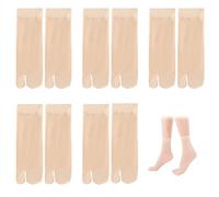 SamHeng Calcetines unisex con chanclas Tabi 5 pares calcetines japoneses Geta calcetines casuales de nailon con puntera dividida para mujeres y hombres calcetines transparentes con tacto de piel(skin)