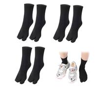 SamHeng Calcetines unisex con chanclas Tabi, calcetines japoneses Geta, 3 pares de calcetines Tabi elásticos con punta dividida de algodón para mujeres y hombres (negro)