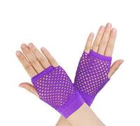 SamHeng Guantes cortos de rejilla, 1 Pares Amarillo guantes de malla sin dedos de nailon perforado, guantes de fiesta de noche de ópera elásticos elegantes Retro Funky