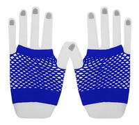 SamHeng Guantes cortos de rejilla, 1 Pares Amarillo guantes de malla sin dedos de nailon perforado, guantes de fiesta de noche de ópera elásticos elegantes Retro Funky