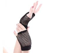 SamHeng Guantes cortos de rejilla, 1 Pares Negro guantes de malla sin dedos de nailon perforado, guantes de fiesta de noche de ópera elásticos elegantes Retro Funky