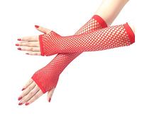 SamHeng Guantes largos de rejilla, Negro calentadores de brazos sin dedos, guantes de malla para disfraces, accesorio punk para disfraces para mujeres y niñas, suministros para fiestas nocturnas