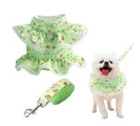 SamHeng Juego de Arnés y Correa para Perro, Floral de Encaje Mascotas Ropa Transpirable Ajustable a Prueba de Escape Chaleco de Gato para Perros Medianos y Grandes Caminar Entrenar (Verde-L)
