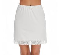 SamHeng Media Falda para Mujer Antideslizante Enagua de Cintura por Encima de la Rodilla Enagua Corta de Encaje para Mujer(Blanco/M)