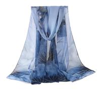 SamHeng Mujer Bufanda de Gasa Floral Elegantes Ligero Larga Chales y Envolturas Moda Flores Fulares Suave Chales Mantón Chal Estolas para Viajes Diario Uso (Azul)