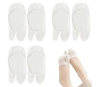 SamHeng Mujeres Tabi No Show Calcetines 3 Pares Antideslizante Flip Flop Calcetines Corte Bajo Señoras Japonés Dividir Toe Socks(White)