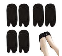 SamHeng Mujeres Tabi No Show Calcetines 3 Pares Antideslizante Flip Flop Calcetines Corte Bajo Señoras Japonés Dividir Toe Socks(Black)