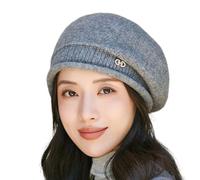 SamHeng Slouchy Gorro de Invierno para Mujeres, Moda Clásico Hebilla de Diamante Gorros de Punto Casual Holgado Beanie Sombrero para Chicas Damas Actividad Al Aire Libre (Gris)