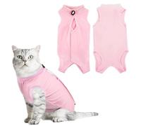 SamHeng Traje de Recuperación Profesional para Gatos, Gatito Camiseta para Heridas Abdominales o Enfermedades de Piel Alternativa de E-Collar Anti Lamiendo Después de Cirugía Ropa para Hogar-Rosa/L