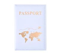 SamHeng Universal Titular de Pasaporte, Mapa Fundas de Pasaporte para Mujeres Hombres, Cuero PU Aeroplano Protector de Pasaporte Billetera de Viaje para Tarjetas de Crédito Pases de Embarque (Azul A)