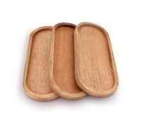 Samhita Juego de 3 bandejas ovaladas de Madera de Mango Soporte de Alimentos/barbacoas, Servir Queso, Sushi, Aperitivos navideños y Mucho más. (30,48 cm x 12,7 cm x 1,90 cm)
