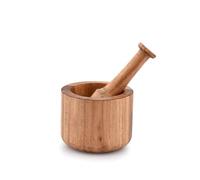 Samhita Mortero y Mano de Madera de Acacia para Ajo, Pimienta, Hierbas - Utensilios de Cocina, Regalo de Cumpleaños e Inauguración - 4 x 3 Pulgadas, 5.5 Pulgadas