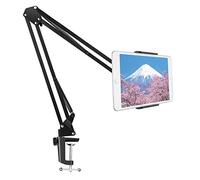 SAMHOUSING Soporte para tablet con brazo de aluminio resistente para iPad, iPad Air, iPhone X, iPhone 8/7, Samsung Galaxy u otros dispositivos de pantalla de 4.7 a 12.9 pulgadas (negro)