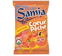 Samia - Samia - Bolsas de caramelos de gelatina con corazón de melocotón Halal, 200 g, 4 unidades