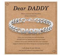 SAMINO Pulsera para hombre, regalo para papá, papá, hijo, él, niños, día del padre, pulsera de cadena cubana, joyería para hombre, cumpleaños, Navidad, prered de hijas e hijos, talla única, Metal, No