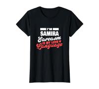 Samira Sarcasmo Amor Lenguaje Diciendo Divertido Nombre Samira Camiseta gráfica económica, Mujer, Negro, XS