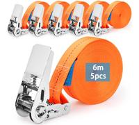 SAMISO Correa de Amarre con Trinquete,Ajustable Cinchas de Amarre con Hebilla,Correas de Amarre Correas de Trinquete Cinturón de Amarre con Hebilla (2.5cm x 6m) Capacidad de Carga 800kg